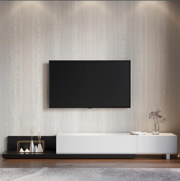 Meuble TV Moderne Réglable 2000 mm- 2800 mm Rectangulaire avec Rangement